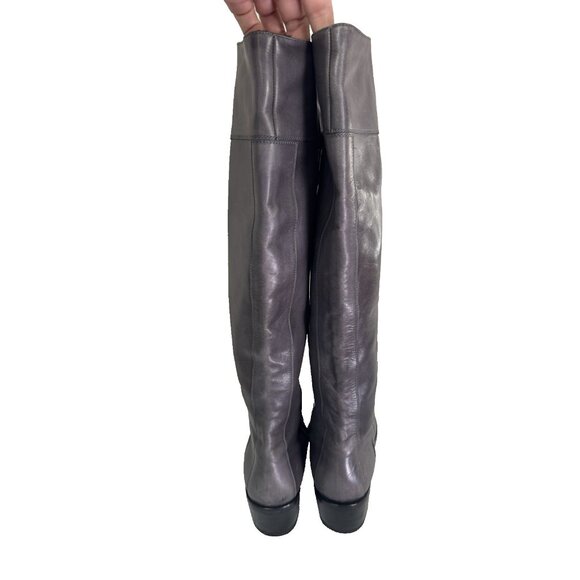 Balenciaga Paris Gray Riding Boots 40 Quiet Luxury Y2K Butter Soft Leather FLAW - Picture 10 of 16